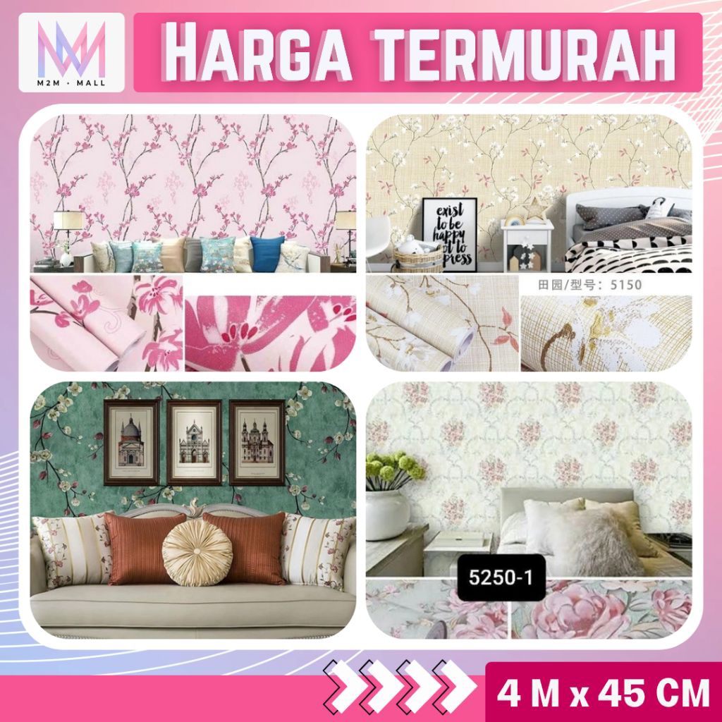 Wallpaper Dinding Motif Bunga Wallpaper Dinding Kamar Aesthetic Wallpaper Dinding Ruang Tamu