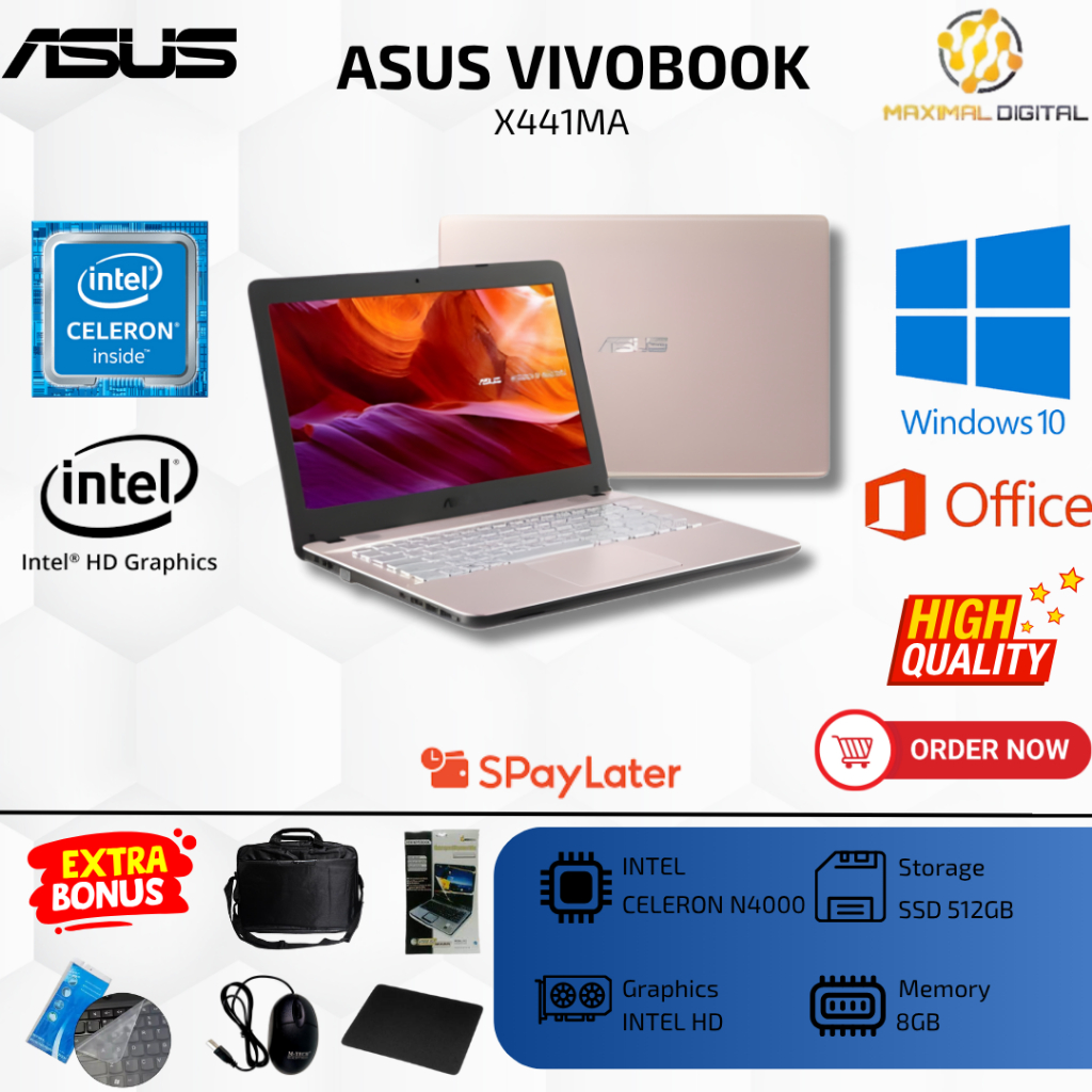 ASUS X441MA INTEL CELERON N4000 - RAM 8GB - SSD 512GB - 14''INCH - W10