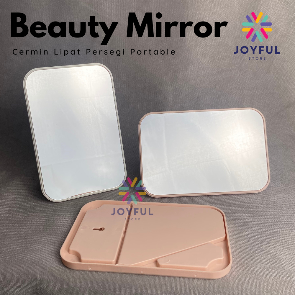 Cermin Lipat Persegi Aesthetic Cermin Kecil Portable Standing Mirror Kaca Rias Make Up Berdiri