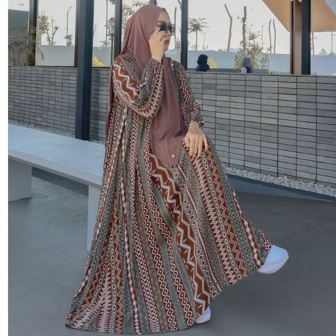 GAMIS BASIC ETHNIC 02 RAYON BY ZAFEETRI (GAMIS SAJA) // GAMIS SYARI RAYON MOTIF ETHNIC