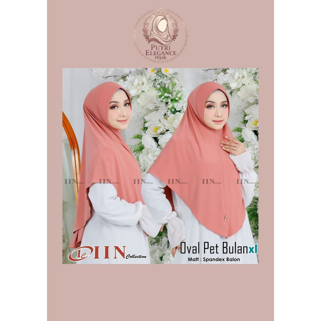 Hijab Bergo Instan|Oval Pet Bulan|premium, adem, lembut, elastis, dan jatuh {XL}