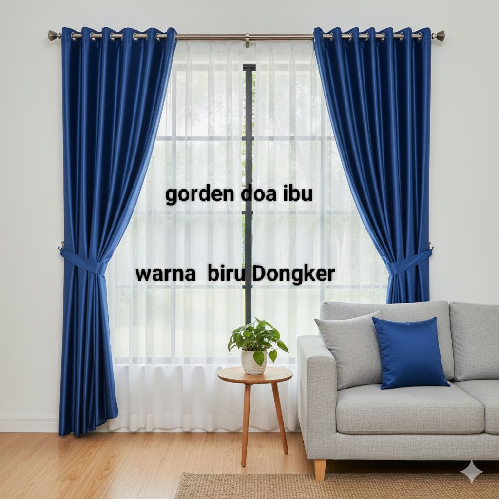 Gorden blackout import premium 6 gelombang Biru Dongker motif safroon