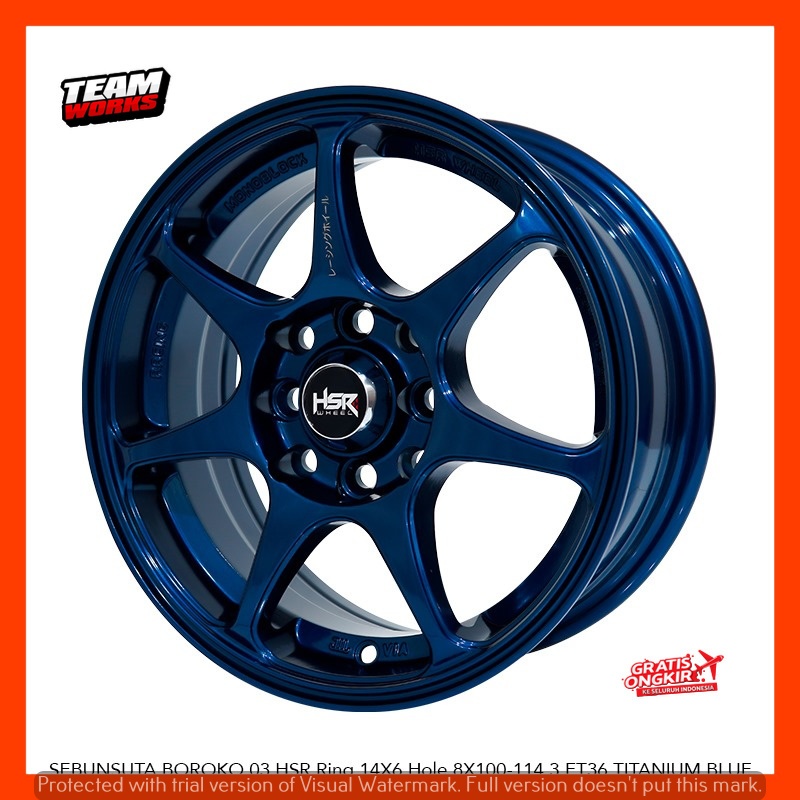 VELG MOBIL MODEL PALANG BUAT AIREV RIO ALYA VELEG HSR SEBUNSUTA RING 14 LEBAR 6 ET36 TITANIUM BLUE