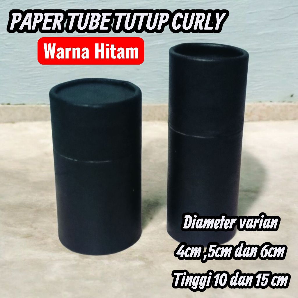 WARNA HITAM /PAPER TUBE TUTUP CURLY/ PACKING BULAT /KERTAS SELONGSONG/PACKING PARFUM/KERTAS/PAPER CO