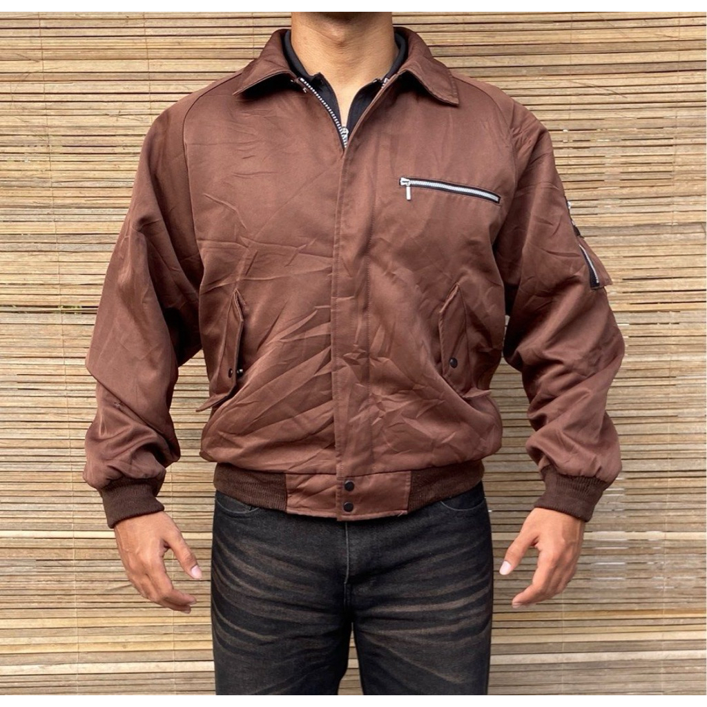 Bomber cwu jacket detroit pocket & side pocket coklat / brown vintage boxy fit