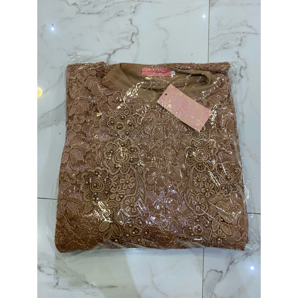 Angelina gamis Brukat tozzo warna kode 814 moca d08