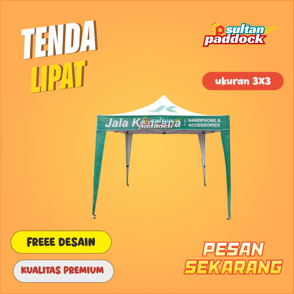 TENDA LIPAT UKURAN 3X3 CUSTOM PRINTING