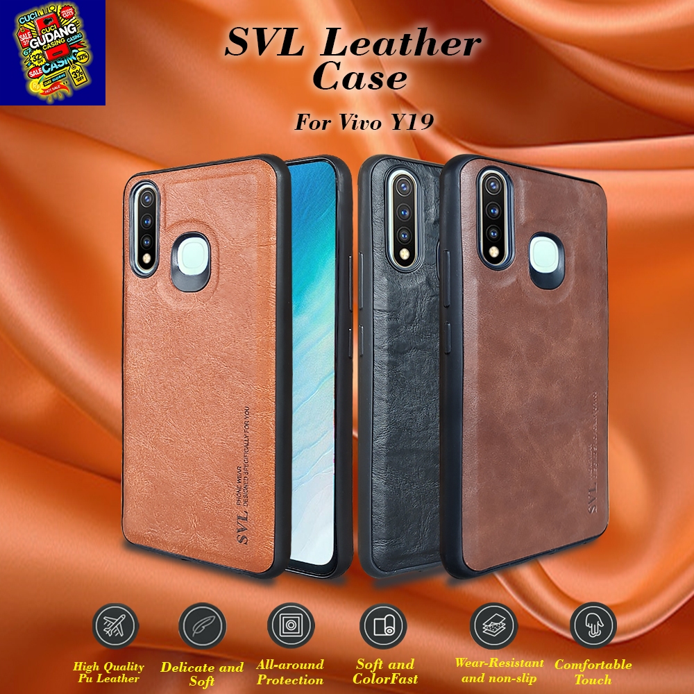 [ CUCI GUDANG ] Case Hp Casing Vivo Y19 SVL Leather Case Softcase
