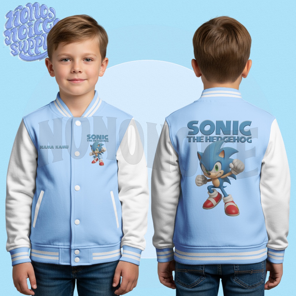 Jaket Anak Varsity Sonic The Hedgehog Gratis Nama / Jaket Varsity Anak Sonic The Hedgehog