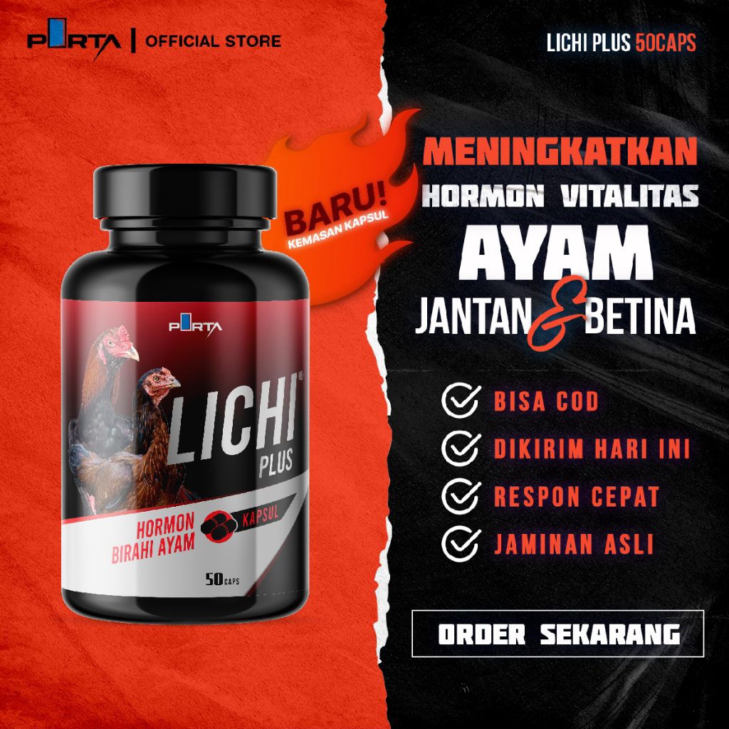 LICHI KAPSUL 50 KAPSUL PERANGSANG KAWIN PENAMBAH HORMON PENAMBAH BIRAHI AYAM PENINGKAT BIRAHI AYAM
