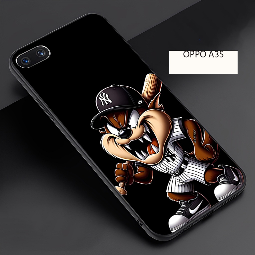 (FC40) Softcase Kaca Glossy For OPPO A3S - Motif Kartun  - Casing Anti Pecah Anti Gores dan Kotoran