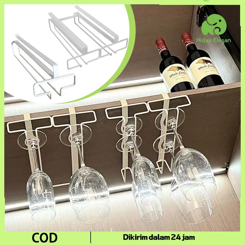 Rak Gelas Gantung Minimalis 1 Baris Stainless Steel Gantungan Gelas Dinding Rak Gelas Bar Untuk Dapu