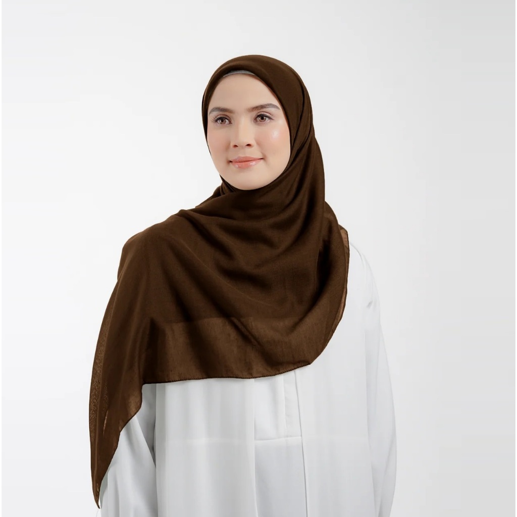 Coklat Tua 717 Keisha Shamora Elzatta Scarf Muslim Hijab Segi Empat Polos Basic Polycotton Original