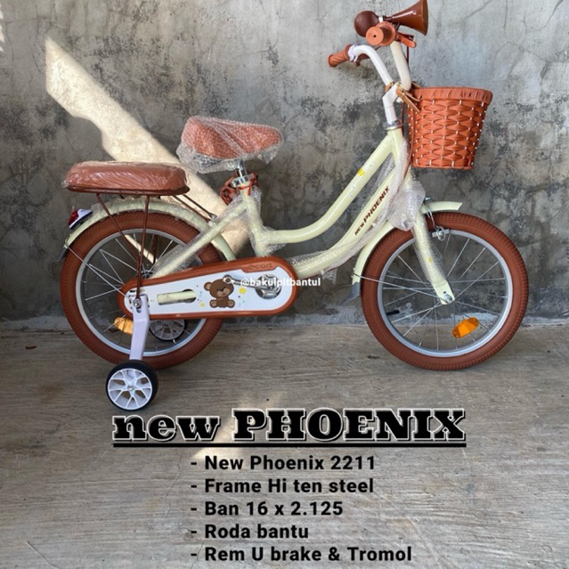 Sepeda Anak Cewek Mini ring 16 new phoenix 2211 | Sepeda anak Keranjang New phoenix model klasik uku