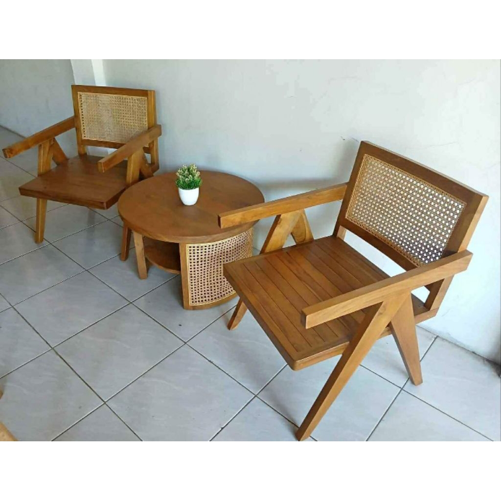 kursi teras rotan alami/kursi teras indoor/kursi teras outdoor taman/kursi teras cafe kayu jati/kurs