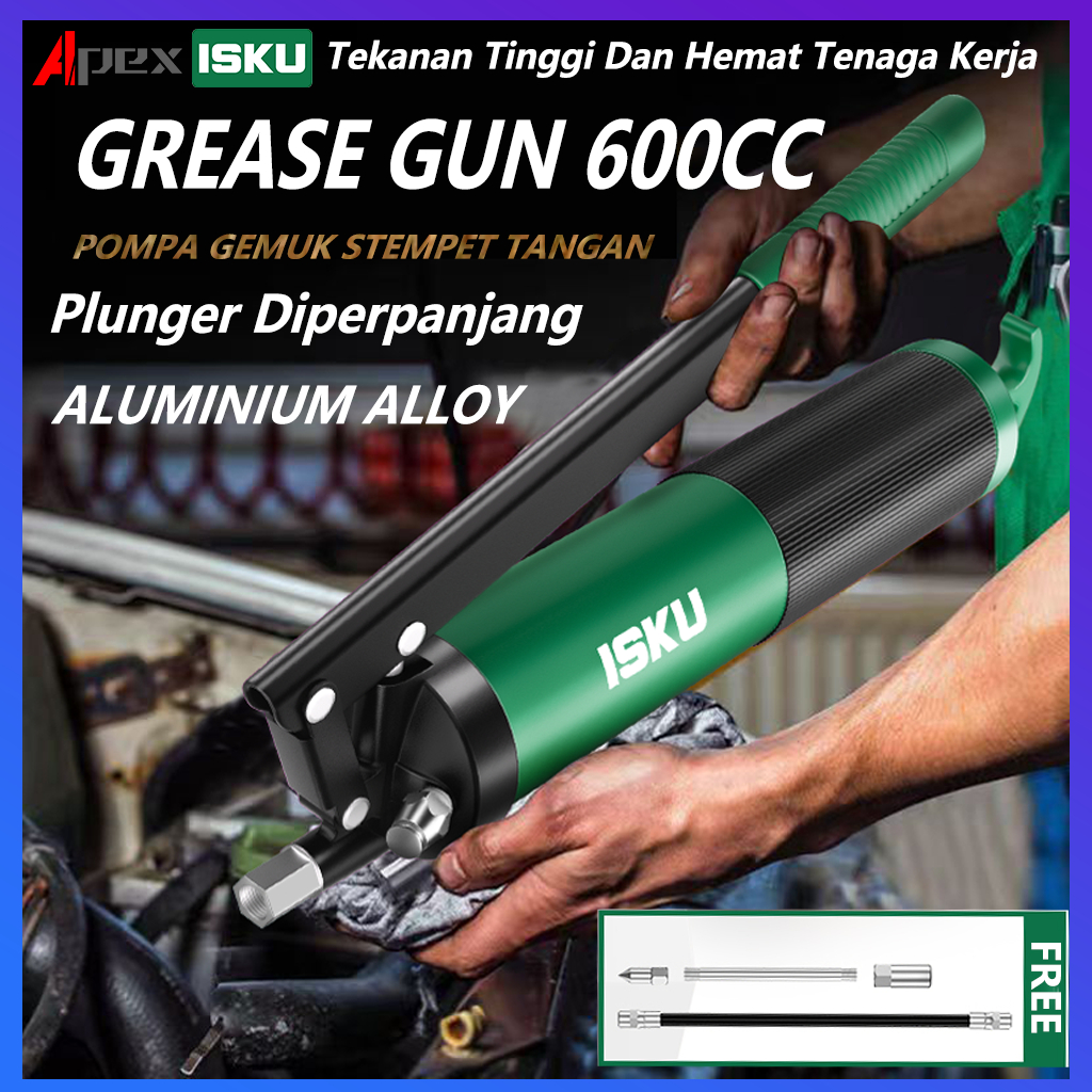 ISKU Pompa Grease Gun Tembakan Suntikan Gemuk Stempet Pelumas Alat Bengkel Mesin Mobil Truk Excavato