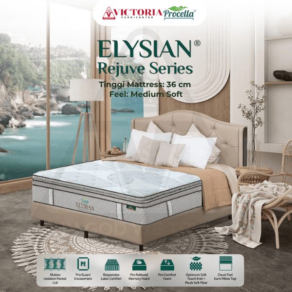 Procella Elysian 160x200 160 x 200 Fullset Full Bed Set Springbed Spring Bed Termurah