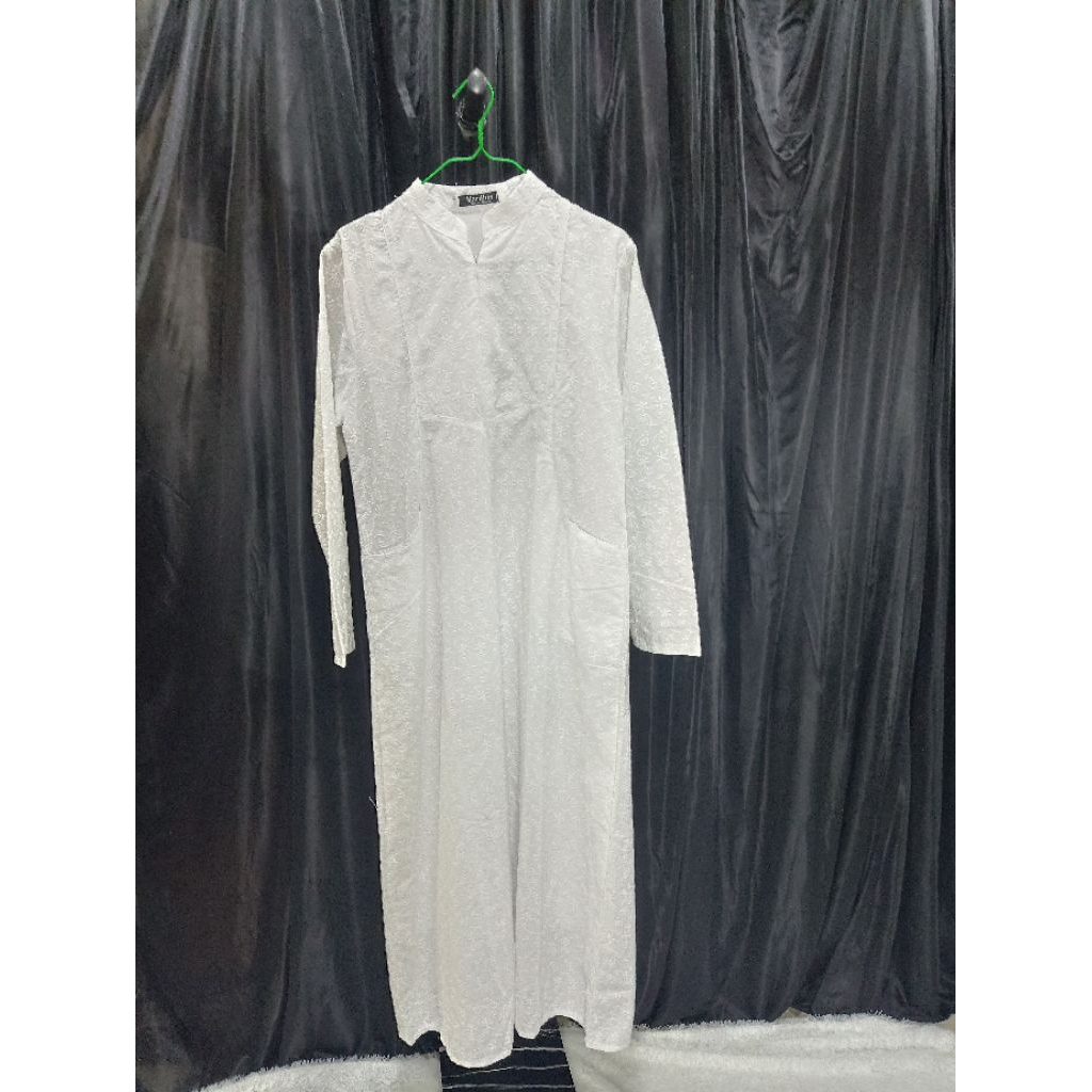 Gamis Putih Mardhia Katun Paris / Gamis Katun Paris / Gamis Mardhia Putih