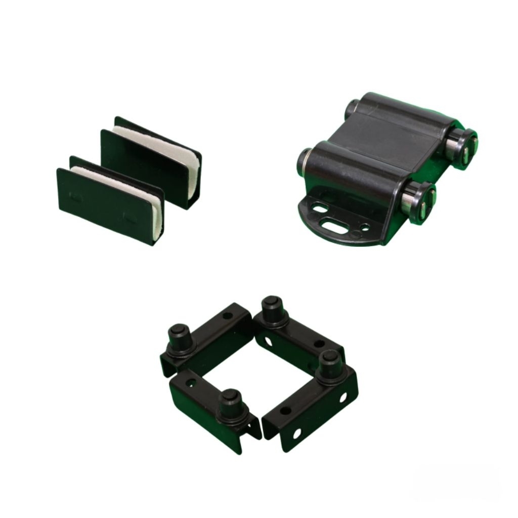 Set Engsel Kaca Jepit (Hitam) + Magnet + Push Double Engsel Pivot Kaca (LI XIN)