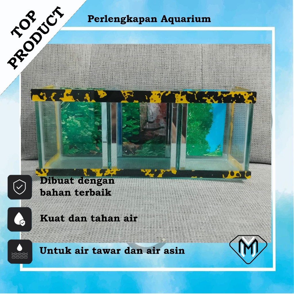 aquarium minimalis full set sekat tiga MANTAP