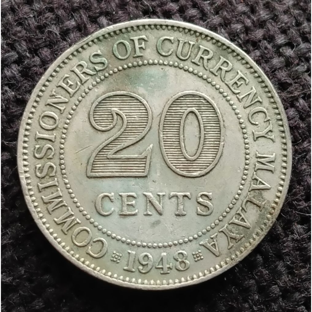 Koin Kuno Malaya 20 Cents 1948-1950 KIng George VI