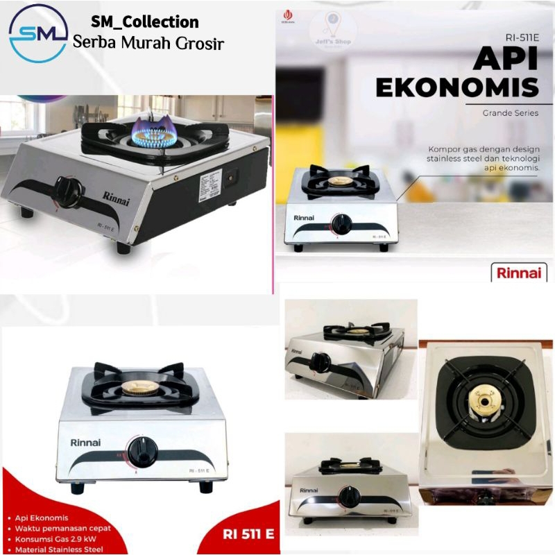 kompor gas/kompor stenlis/kompor anti karat/kompor rinnai 1 tungku 511E