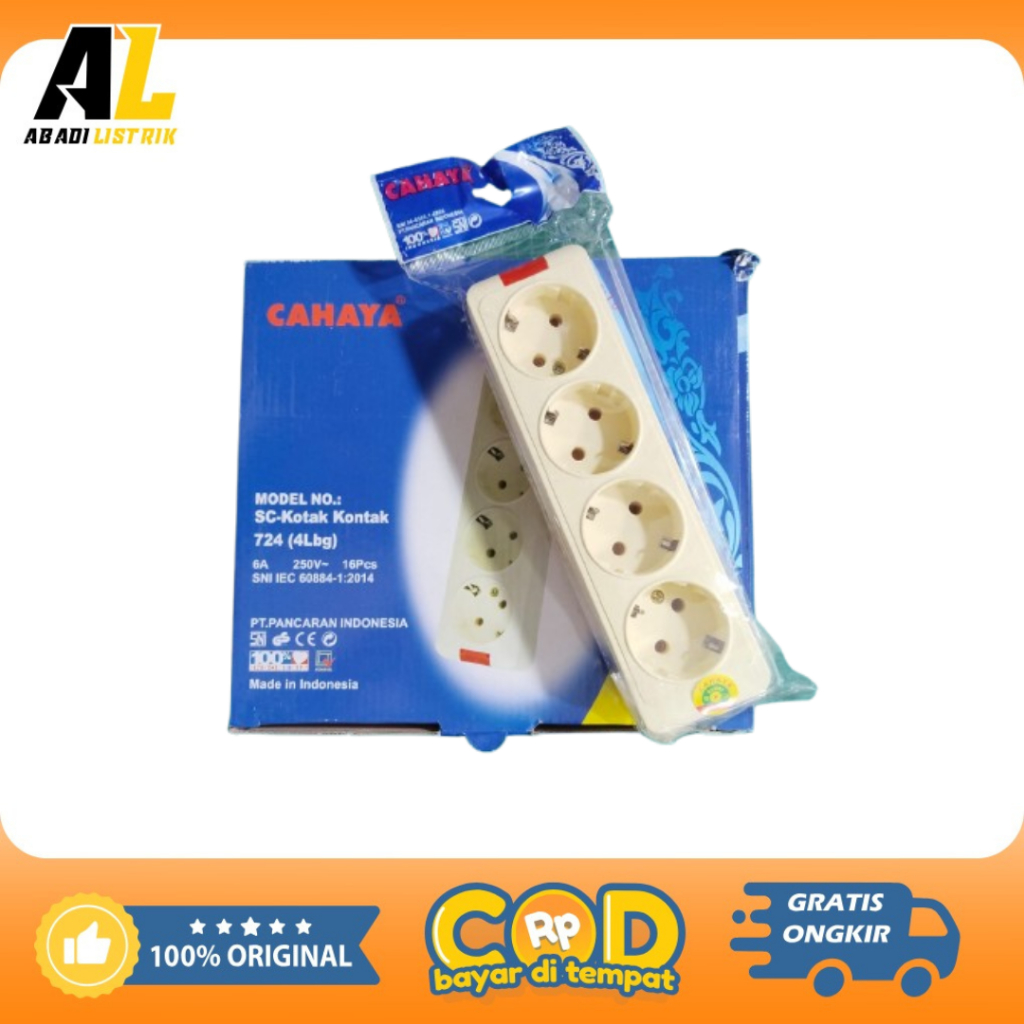 Stop Kontak 4 Lubang Cahaya/Terminal Kuningan Cahaya 4 Lubang/Stopkontak Cahaya 4 Lubang SNI