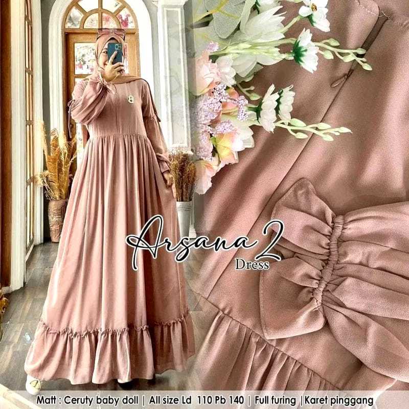 Arsana Dress/Erlita Dress/ gamis maxy ceruty/ baju harian/ terbaru, termurah