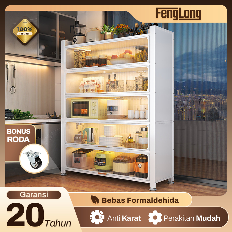 Lemari Dapur Serbaguna Multifungsi Lemari Piring Tertutup Aluminium Lemari Dapur Estetik Minimalis