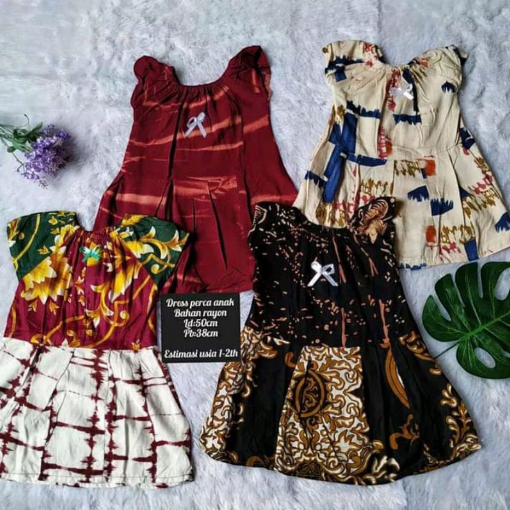 DRESS ANAK PERCA 1-2th / dress bayi perempuan / baju anak perempuan / grosir baju anak