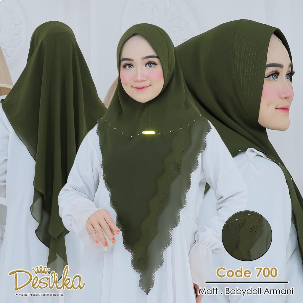 Jilbab instan DC 700 Khimar ceruty Babydoll laser cutting by Desvika hijab wanita muslim