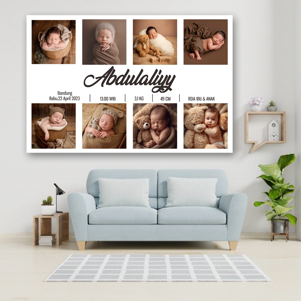 CETAK FOTO BIODATA BAYI + BINGKAI MDF | CETAK FOTO KOLASE