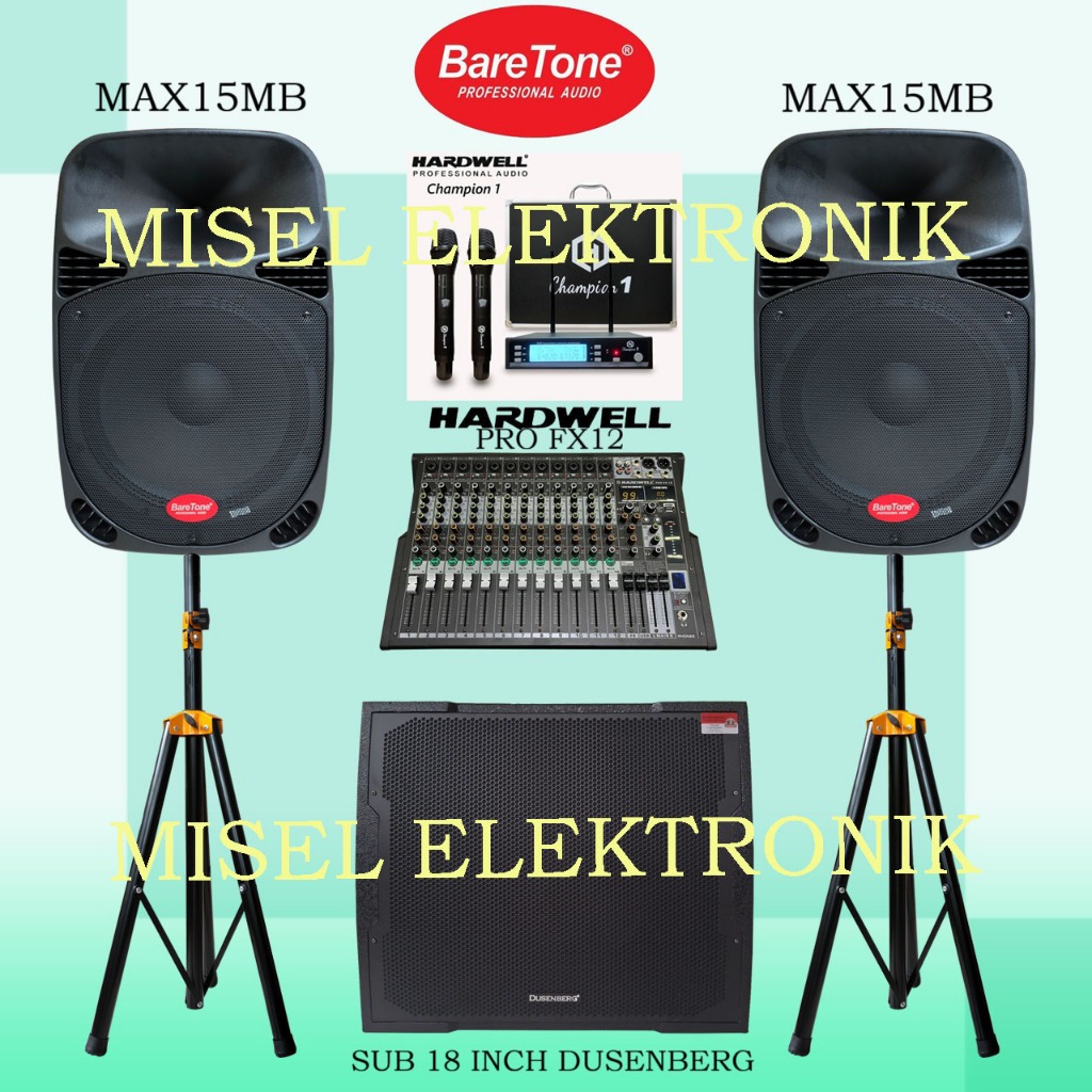 Paket Sound Sysem Speaker Aktif 15 Inch Baretone MAX15MB Subwoofer Aktif 18 Inch