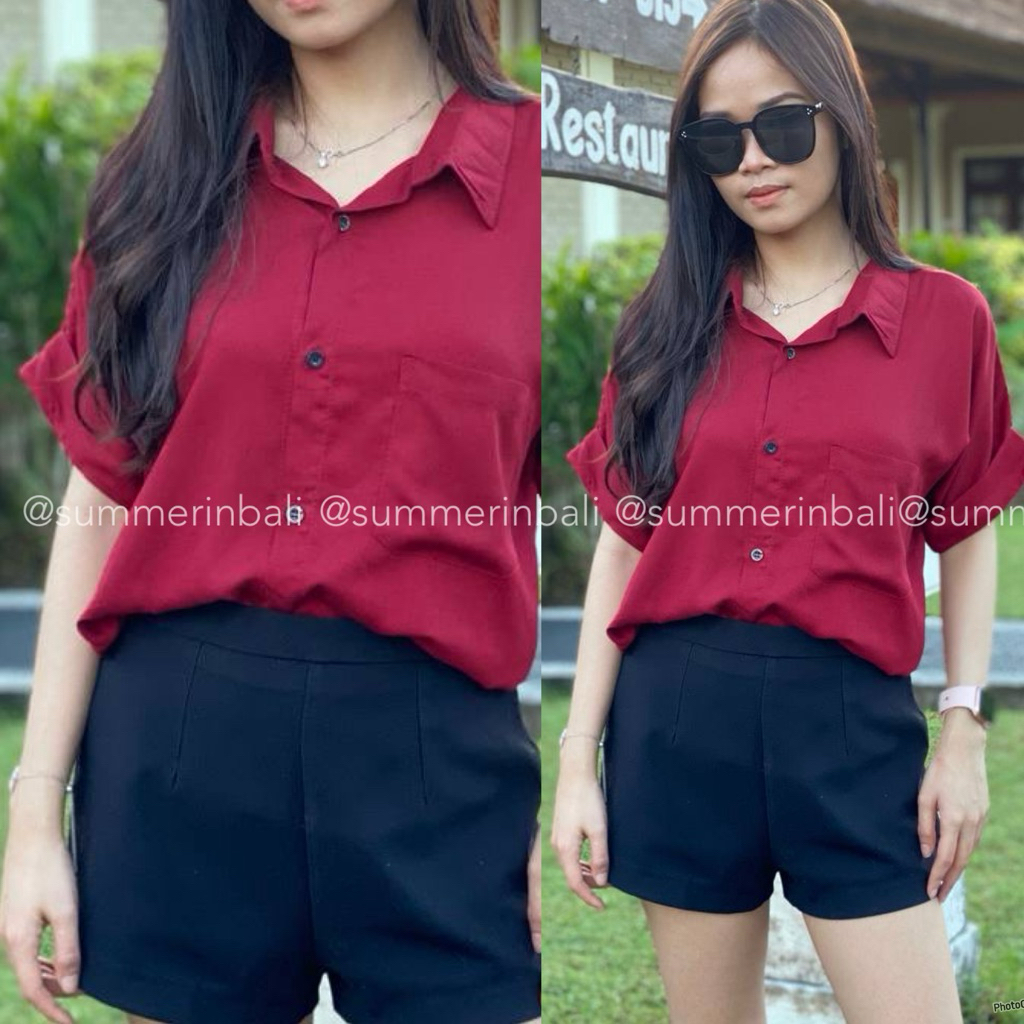 KEMEJA WANITA RAYON ADEM | ATASAN KEMEJA KULIAH KERJA