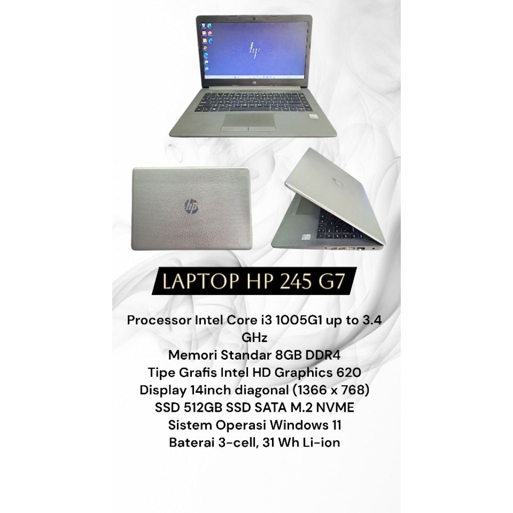 Laptop hp 240 G7 intel Core i3-1005G1 Ram 8Gb Ssd 512Gb