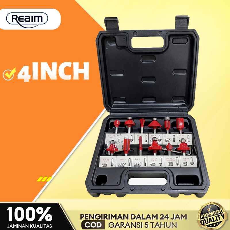 REAIM Mata Router Set 12pcs Mata Trimmer Set Router Bit Set Mata profil ukir kayu trimer Satu Set Ma