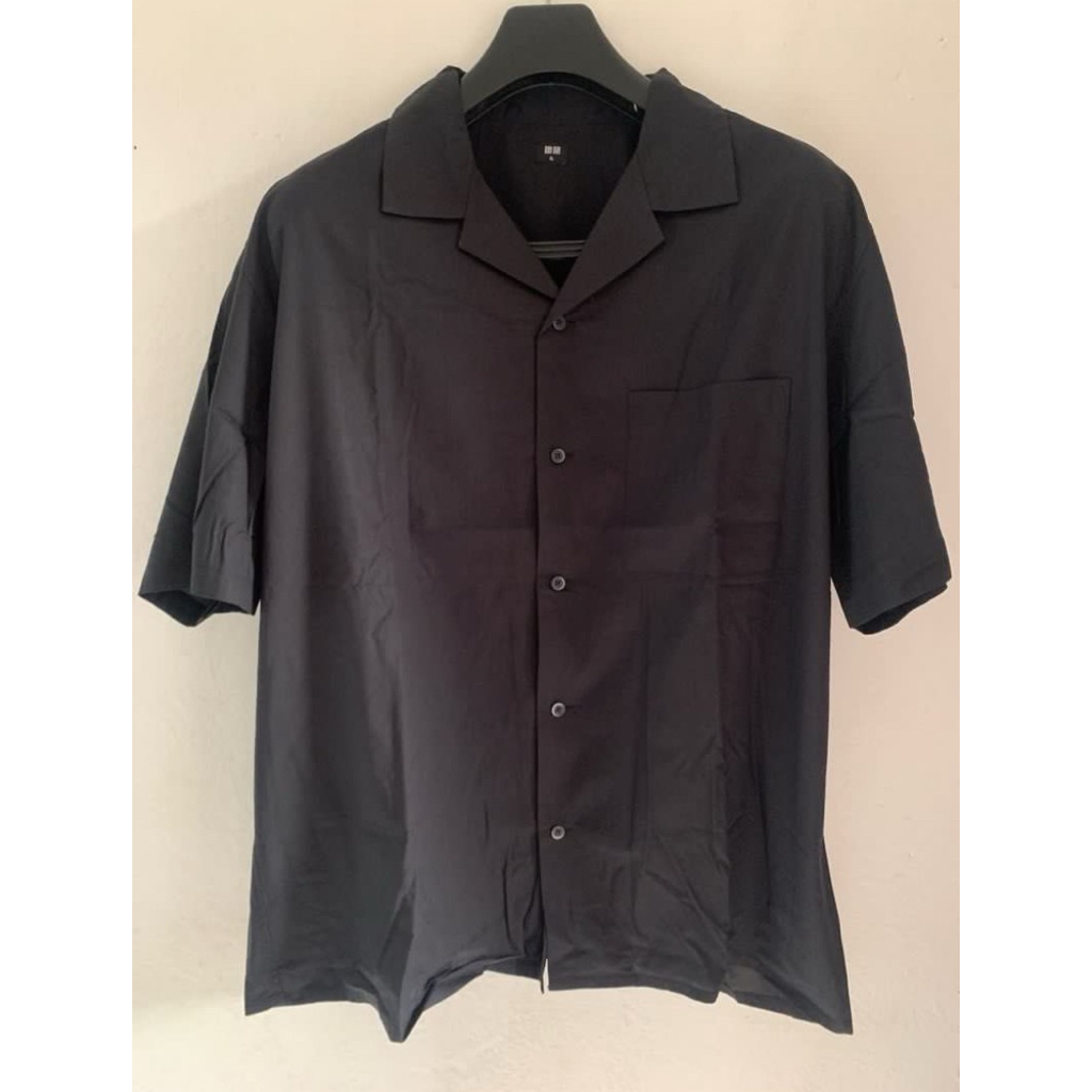 Kemeja Hitam Open Collar size XXL Jumbo Big Size