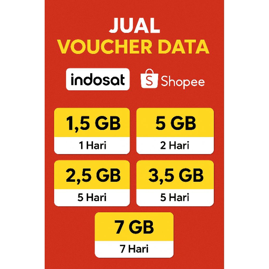 voucher Indosat 2,5 GB 5 hari berlaku Sumatra Selatan, Bengkulu, Lampung dan Bangka Belitung