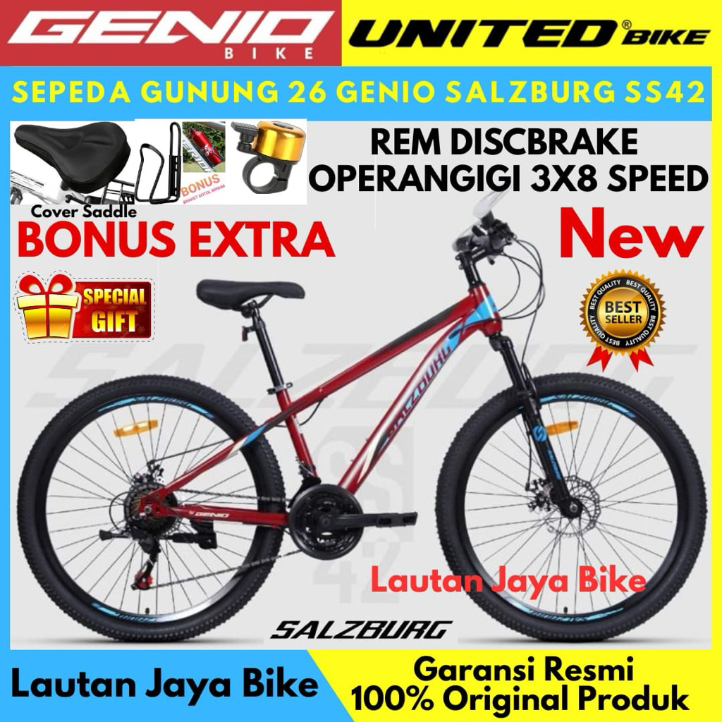 Sepeda Gunung 26 27.5 MTB GENIOBIKE SALZBURG SS42 Genio M703 Rem Discbrake Free Gift