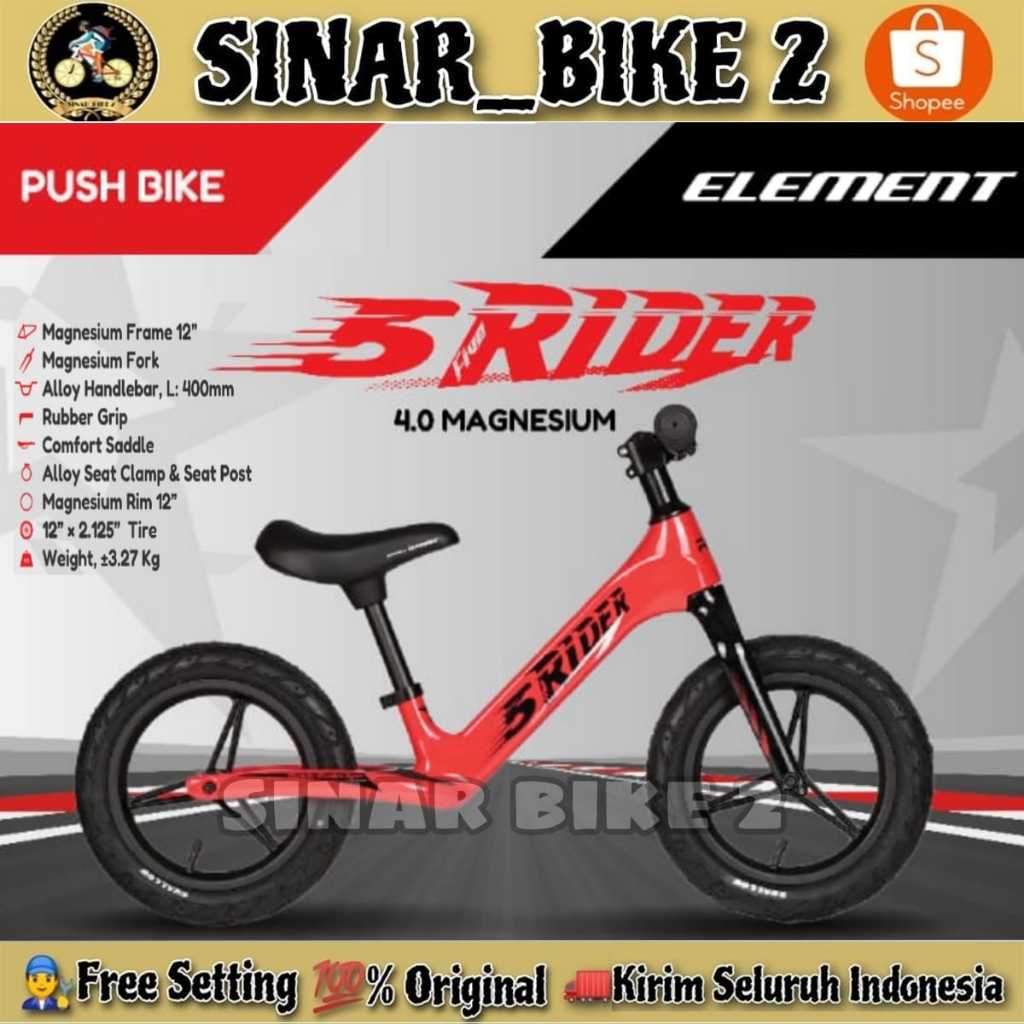 Push Bike/Balance Bike 5 RIDER 4.0 MAGNESIUM By ELEMENT RMB Ban Karet Pompa Sepeda Keseimbangan Anak