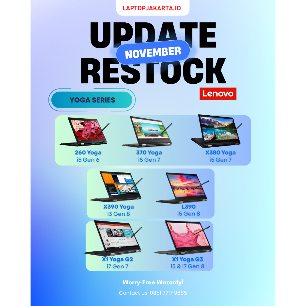 RESTOCK LAPTOP Grade A 2in1 PREMIUM YOGA SERIES BISA DILIPAT 360 derajat Touchscreen dan Bergaransi