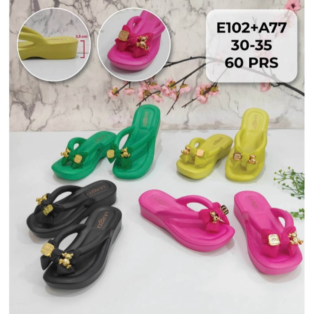 SANDAL ANAK WEDGES JEPIT PITA JELLY KARET LARIZO RINGAN TEBAL EMPUK