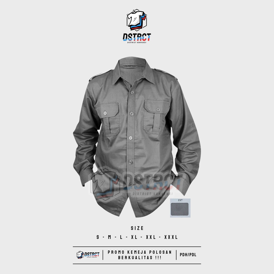 Kemeja PDL PDH Polos Abu Muda (217) Lengan Panjang Pendek Seragam Kerja Outdoor Indoor