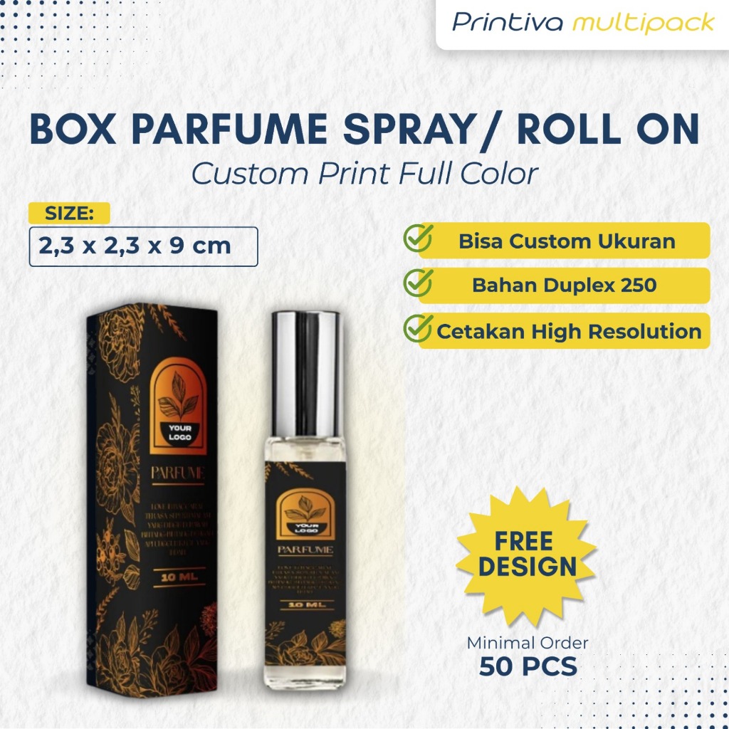 Box Parfum Roll On Custom 10ml / Kemasan Botol 2,3x2,3x9 / Spray Box CUSTOM