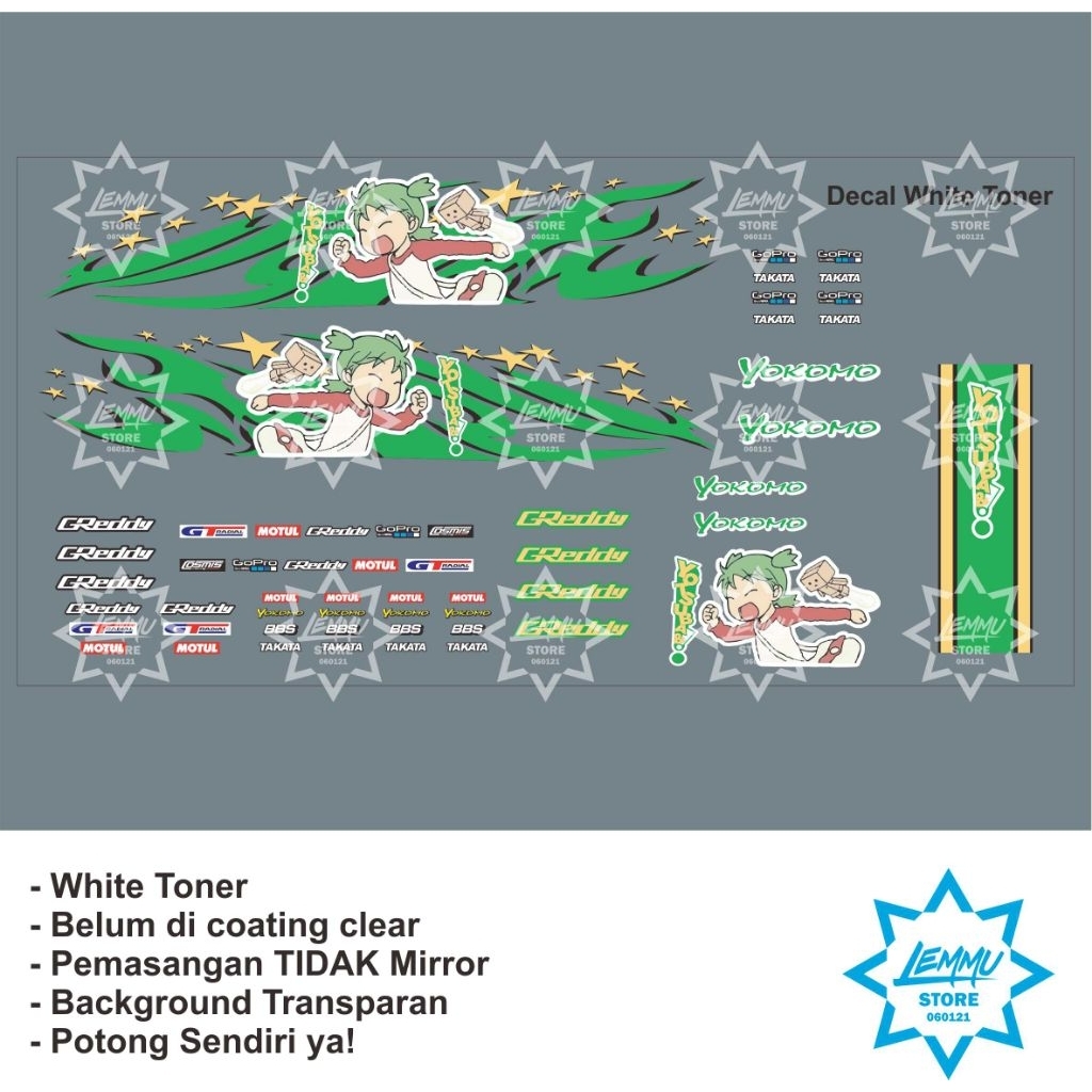 decal white toner hotwheels skala 1/64 itasha yotsuba