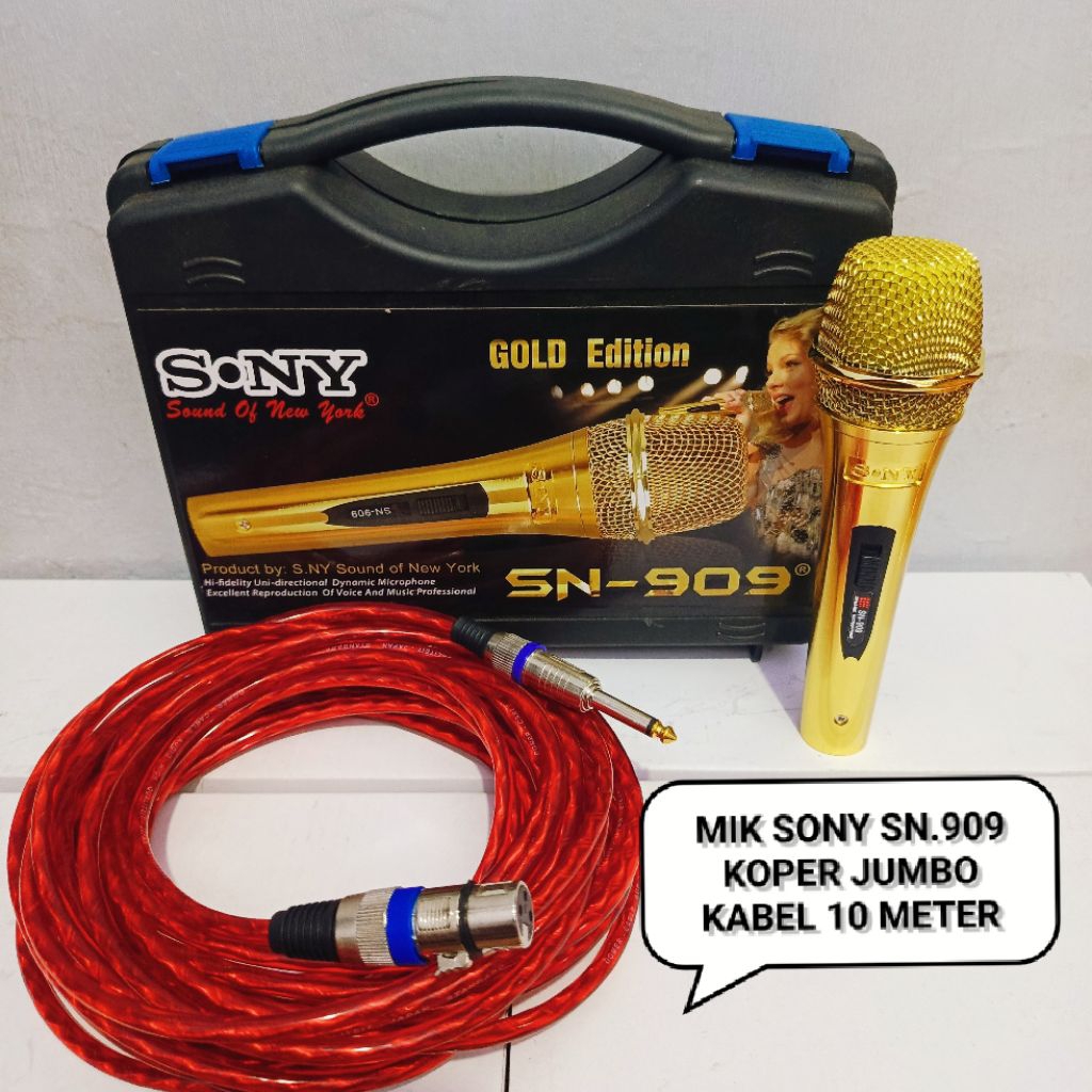 MIK SONY SN.909, KOPER JUMBO, FUUL BESI,KABEL 10 METER, MIK VOCAL JERNIH DAN PEKKA