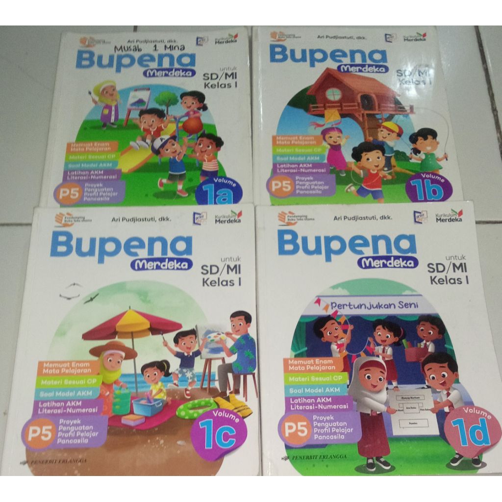 Bupena merdeka vol 1a 1b 1c 1d SD/MI kls 1 kurikulum merdeka (bekas)