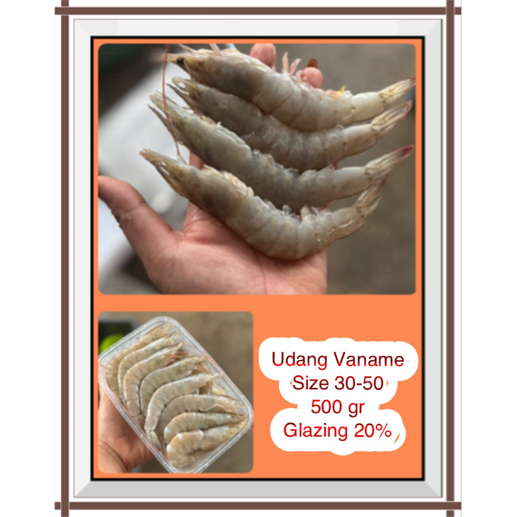 Udang Vaname Size 30-50 500 gr ( Glazing 20 % )