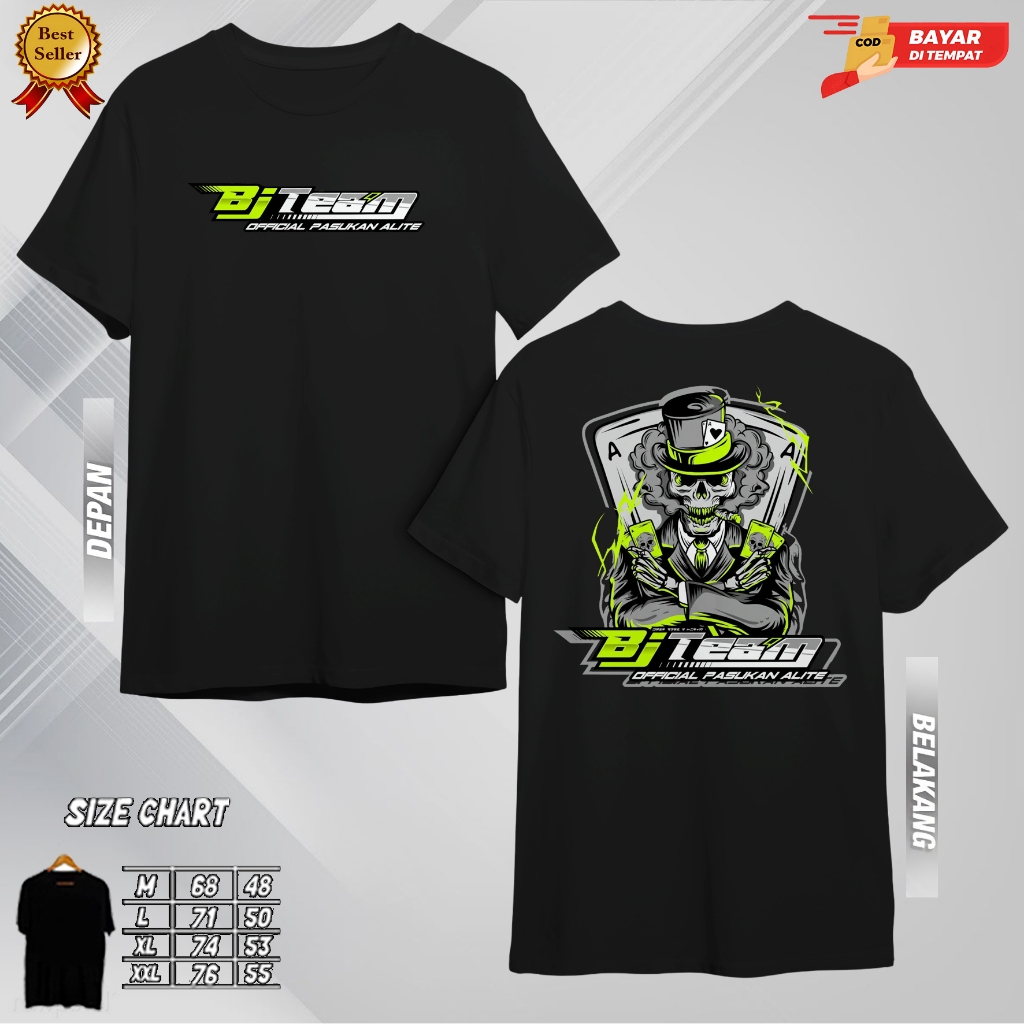 Kaos BJ TEAM-bahan Cotton 24s Sablon DTF - kaos Pria unisex Size M,L,XL,XLL berbahan katun - Atasan 