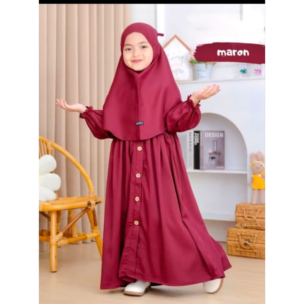 Kiara dress kids / set gamis anak perempuan / set gamis lebaran / gamis anak terbaru